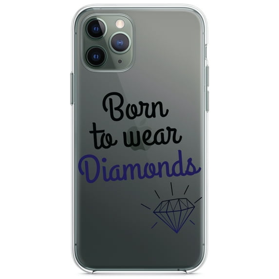 DistinctInk Clear Shockproof Hybrid Case for iPhone 11 Pro (5.8" Screen) - TPU Bumper Acrylic Back Tempered Glass Screen Protector - Born to Wear Diamonds