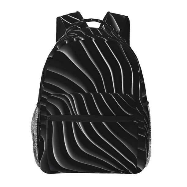 Fotbe Abstract Black And White Waves Mochila Casual con Estampado para Escuela, Viajes y Actividades al Aire Libre - Duradera, Ligera y Cómoda