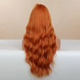 thumbnail image 3 of Peluca de estilo ondulado para mujer, cabello largo y rizado de color naranja, peluca con fibra química para la cabeza, 3 of 4