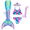 Blue Green, variant on 3pcs Girls Swimsuit Mermaid Tail for Swimming Bathing suit Swimwear for girls 3-12 Years