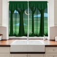 thumbnail image 2 of Ambesonne Garden Mist Kitchen Curtains, Dreamy Forest at Night, 55"x45", Dark Green Multicolor, 2 of 3