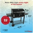 thumbnail image 4 of Grill Boss 32 Inch Charcoal BBQ Grill with Side Shelves, Built-In Thermometer, Black, 4 of 13