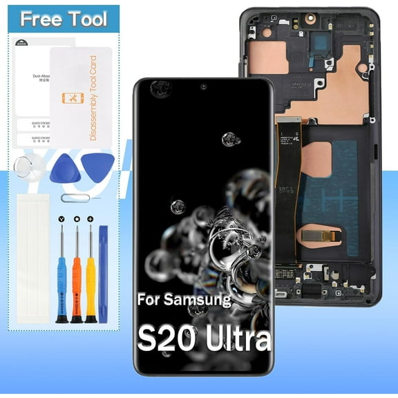 [US Version] Screen Replacement for Samsung Galaxy S20 Ultra,for Samsung S20 Ultra 5G SM-G988B SM-G988U LCD Display Touch Digitizer Assembly with Black Frame(Incell,Not Fingerprint)