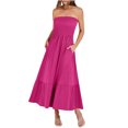 thumbnail image 4 of QIPOPIQ Womens Off The Shoulder Tube Top Maxi Dresses Summer Strapless Bandeau Boho Beach Long Dress, 4 of 7