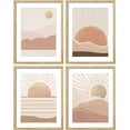 thumbnail image 5 of PixonSign Framed Wall Art Sunrise Rising Sun Sunset Landscape Prints, Set of 4 Mid-Century Geometry Nature Wall Decor, Adhesive Canvas Poster, Modern Home Artwork - 8"x10" Natural, 5 of 5