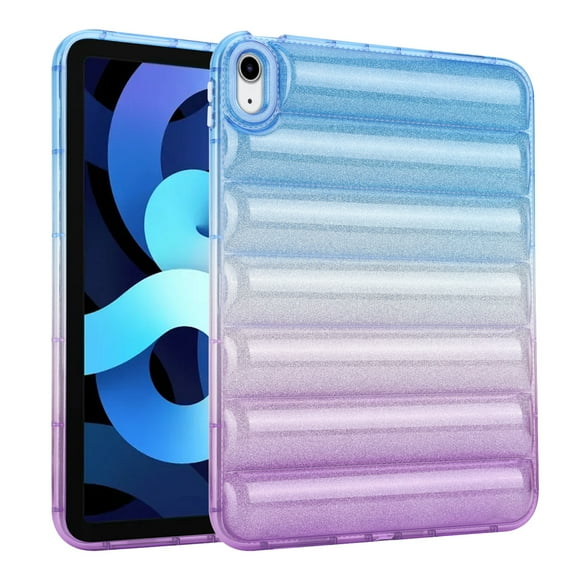Dteck Puffy Case for iPad 9th/8th/7th Generation,Gradient Glitter Anti-Scratch Down Jacket Soft 3D Shockproof Case for iPad 10.2 inch 2021/2020/2019,Blue Purple