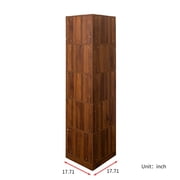 5 Tier Corner Bookshelf with LED Lights, L-Shaped Corner Shelf Stand, Space Saving Bookcase with Baffle, Freestanding Display Storage Rack for Living Room, Bedroom, Home Office, Walnut