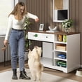 thumbnail image 6 of Garvee 47" Wooden Dog Crate Furniture with 2 Drawers & 4 Shelves, Large Heavy-Duty Indoor Dog Kennel, Decorative Dog Crate End Table with Storage for Living Room & Bedroom, White, 6 of 8