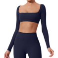 thumbnail image 1 of Chaqueta de yoga para mujer - Manga larga con almohadilla en el pecho - Camiseta ajustada y corta para entrenar, 1 of 8