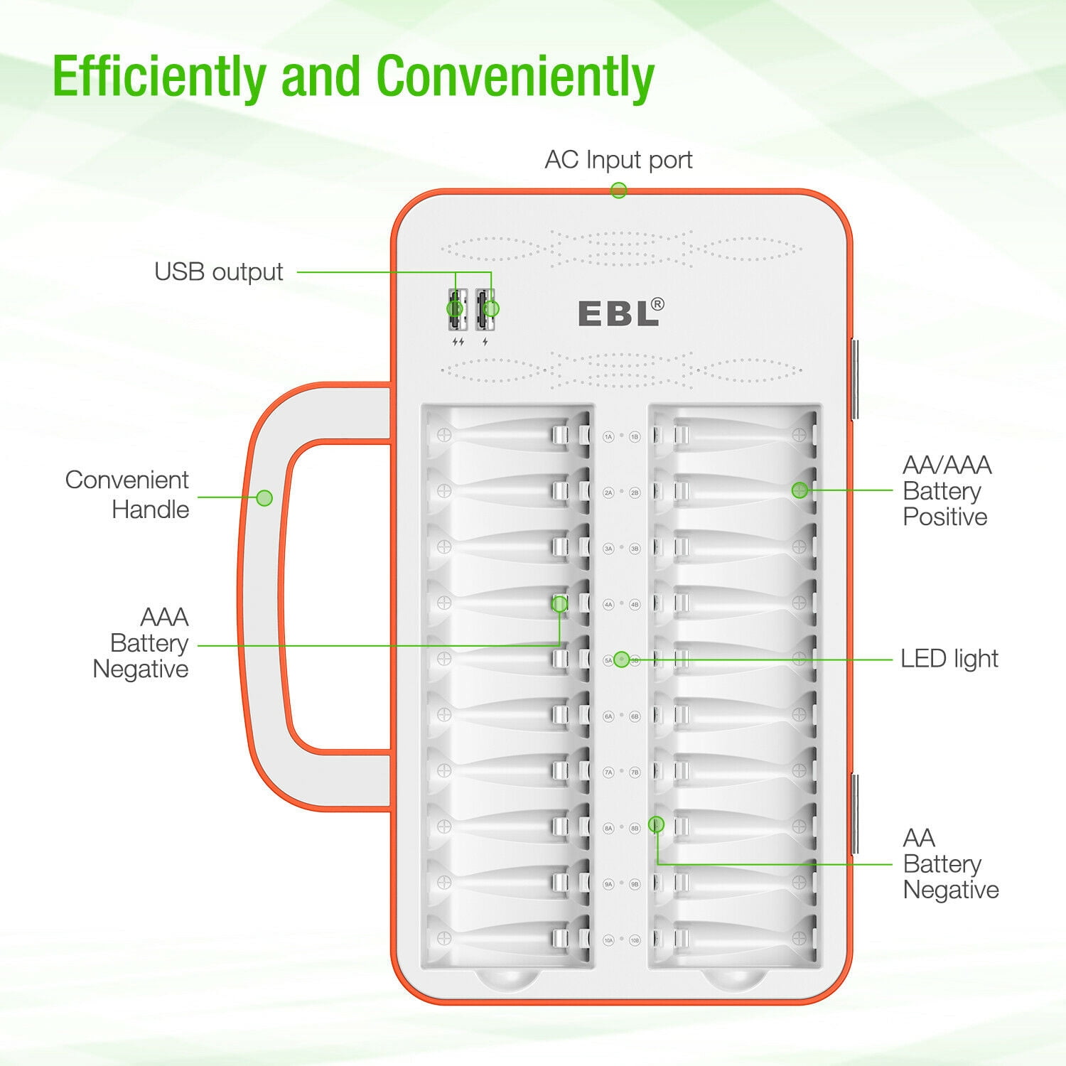 EBL Lot 600mAh 9V 6F22 Li-Ion Rechargeable Batteries / AA AAA 9V Battery Charger