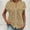 Khaki, variant on Women's Casual V Neck Blouse Floral Jacquard Top Summer Loose Fit Shirt For Daily Wear Outfits With Jeans Skirts Short Sleeves Top Oversize T Shirts for Women Tunic