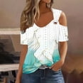 thumbnail image 2 of GERsome Summer Tops Womens Tunic Top Short Sleeve Cold Shoulder V Neck Loose Fit Basic Tee Casual Tops Shirts Blouse, 2 of 5