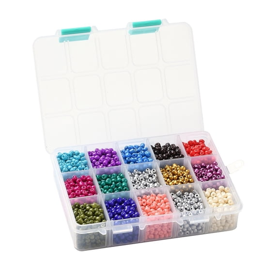 375G 15 colors Baking Paint K9 Glass Seed Beads Round Mixed color 6/0 4~5x2.5~4.5mm Hole: 1.2~1.5mm 25g/color