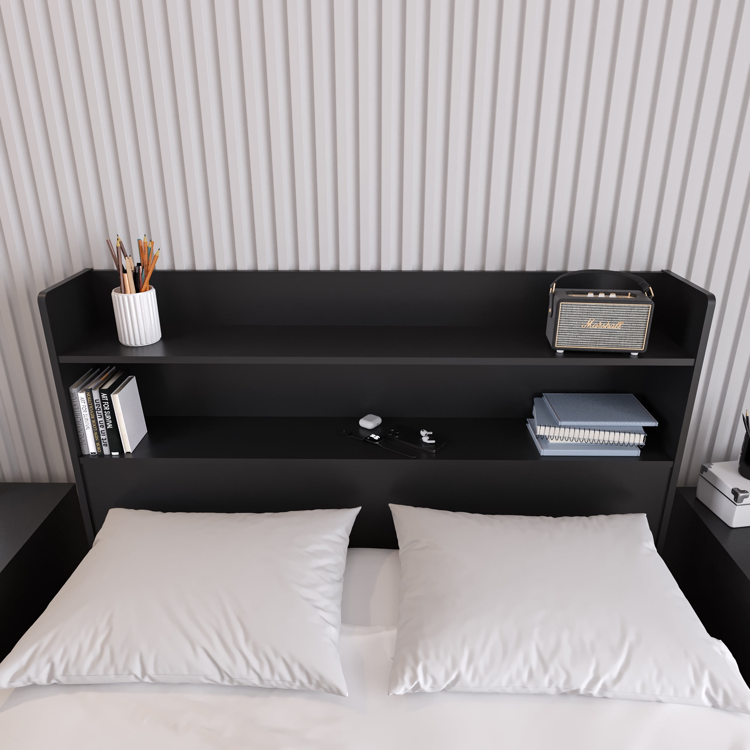 Nexera Hunter Full Size Bookcase Headboard, Black