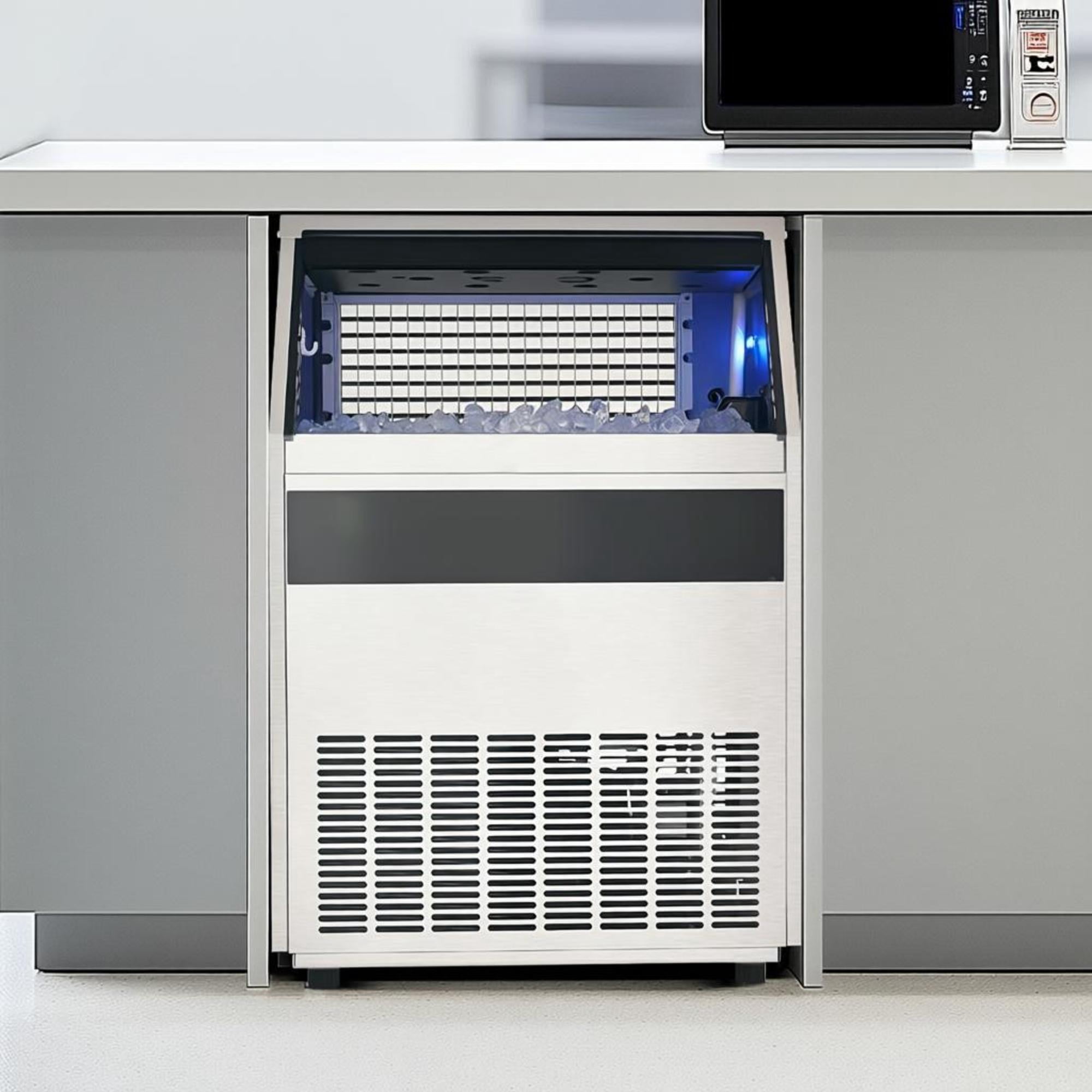 Commercial Ice Maker, 440 lbs/24H, 130 lbs Storage, Freestanding Self-Cleaning Ice Machine with Drain Pump, LED Display for Restaurant Bar Office