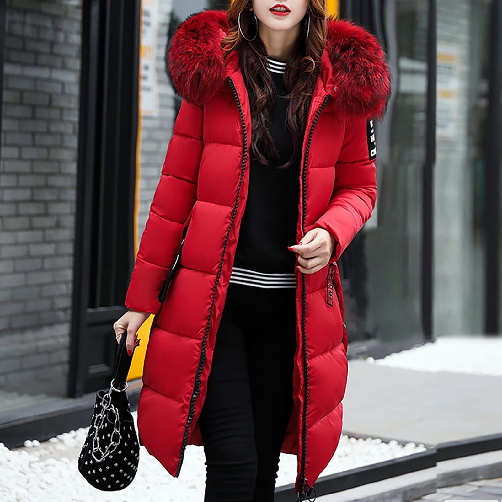 DONGXIEHYS Womens Casual Thicker Winter Slim Down Lammy Jacket Loose Solid Color Coat Overcoat Tops 