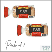 David's Deli Pre-Sliced Plain Bagels, 14.25 oz, 5 Count, Refrigerated, Wheat Flour PACK OF 2