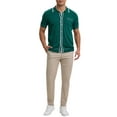 thumbnail image 2 of INSPIRE CHIC Men's Knit Shirt Button Down Short Sleeve Lightweight Casual Summer Knited Polo Shirts S Green, 2 of 6