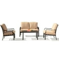 thumbnail image 3 of Domi Patio Conversation Set of 4, Cushioned Outdoor Furniture Sets with All Weather Galvanized Steel Frame (Spring Coil Seat Cushion) -Beige, 3 of 9
