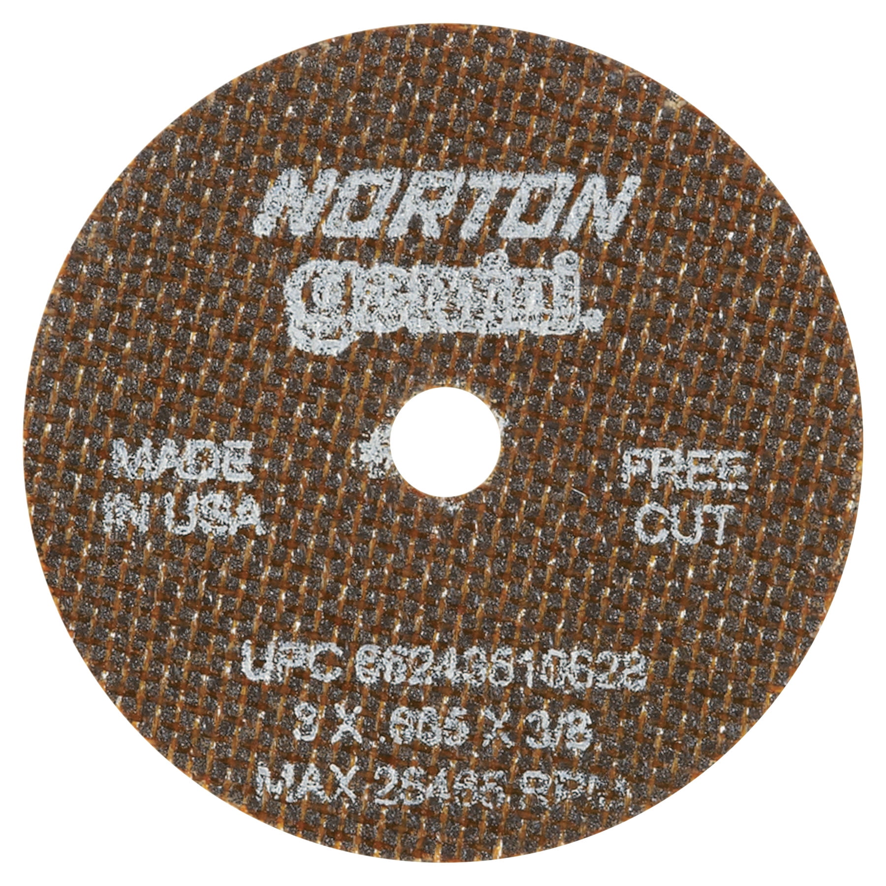 Norton Reinforced CutOff Wheel, Type 1, 3 in Dia, .035 in Thick, 3/8