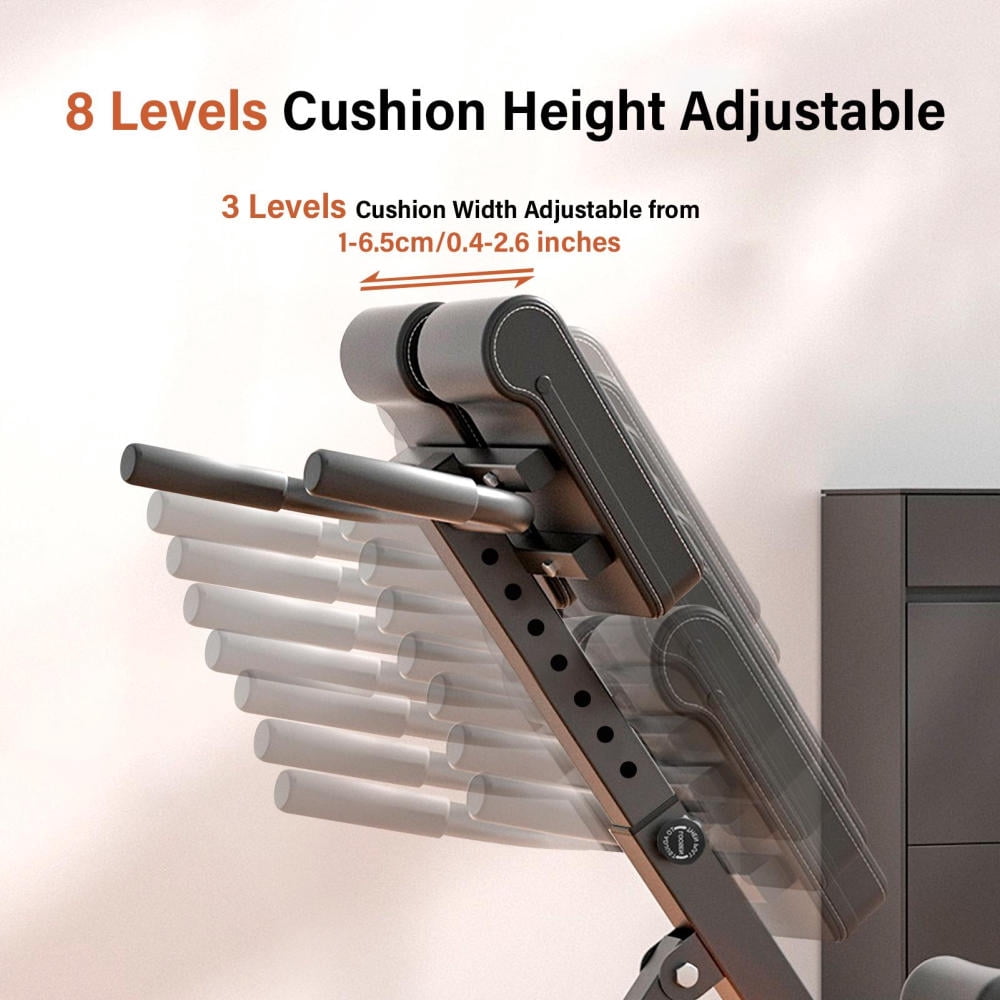 Adjustable Roman Chair Hyperextension Weight Bench, Foldable - Black