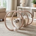 thumbnail image 6 of Spiral Cat Tunnel Toy with Ball and Feather Toy, Foldable Interactive Plush Tunnel Toy for Indoor Cats, 6 of 8