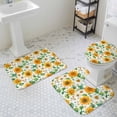 thumbnail image 3 of Spring Sunflower Bathroom Rugs Set White Daisy Oil Painting Garden Scenery Non Slip Absorbent Soft Bath Mats 3 Piece Set with Bathroom Rug, U-Shaped Floor Mat, Toilet Seat Cover Large Size, 3 of 9