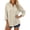 Beige, variant on 3/4 Length Sleeve Womens Tops Cotton Linen V Neck Button Up Pleated Relaxed Fit Dressy Casual Office Work T Shirts