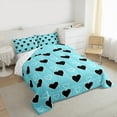 thumbnail image 3 of Manfei Cartoon Hearts Bedding Comforter Set, Blue Black White Twin Comforter Sets, Romantic Love Theme Bedding Set, Luxury Bedroom Decor, Reversible 2 Pieces, 3 of 8