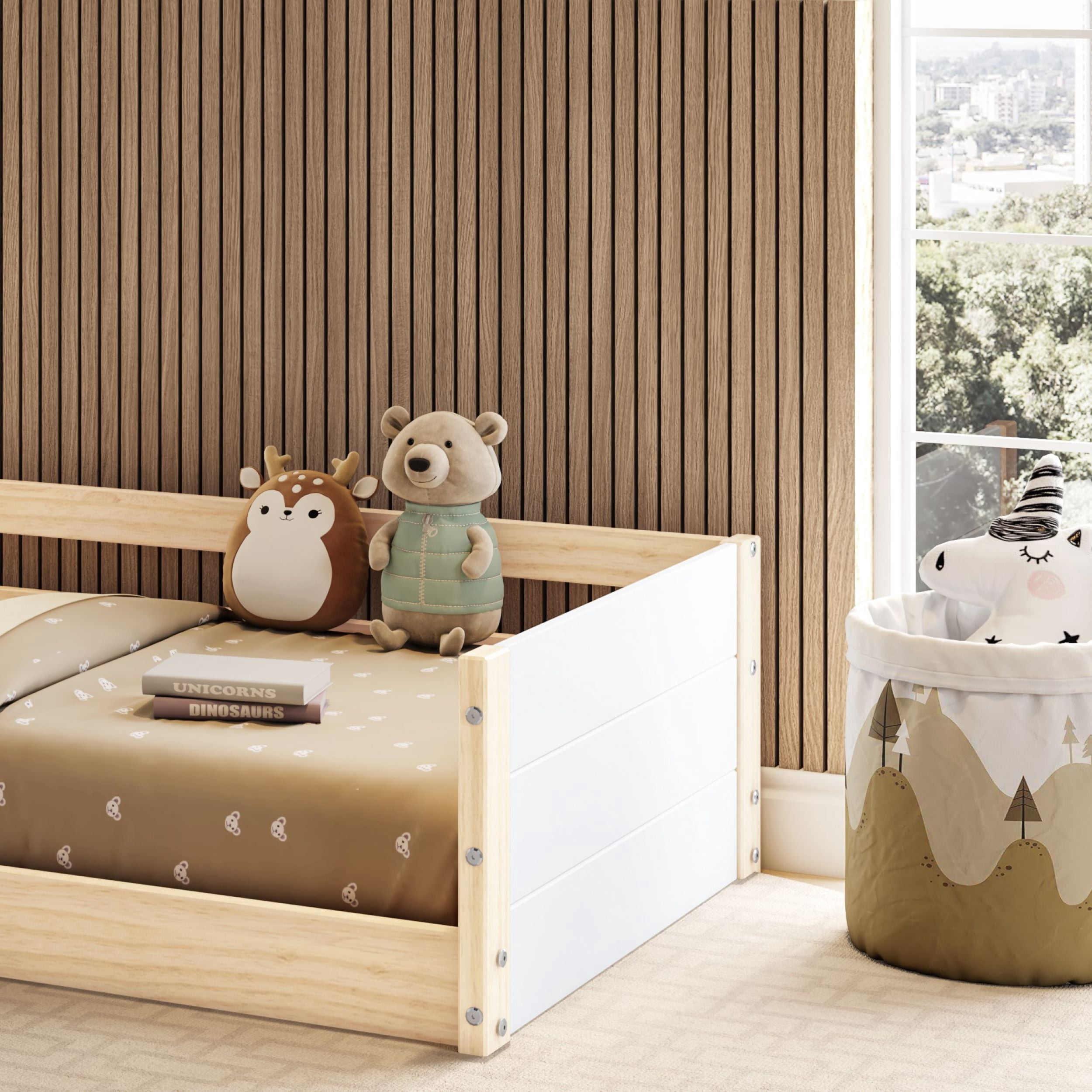 Polifurniture Brie Toddler Bed with Built-In Guardrails