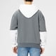 thumbnail image 4 of Sudadera con capucha para hombre, manga larga, bolsillo con cordón, dobladillo elástico, ajuste casual, sudadera para hombre para deporte, blanco, gris, L, 4 of 6