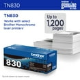 thumbnail image 6 of Brother Genuine TN830 Black Standard Yield Printer Toner Cartridge - Print up to 1,200 Pages (1), 6 of 12