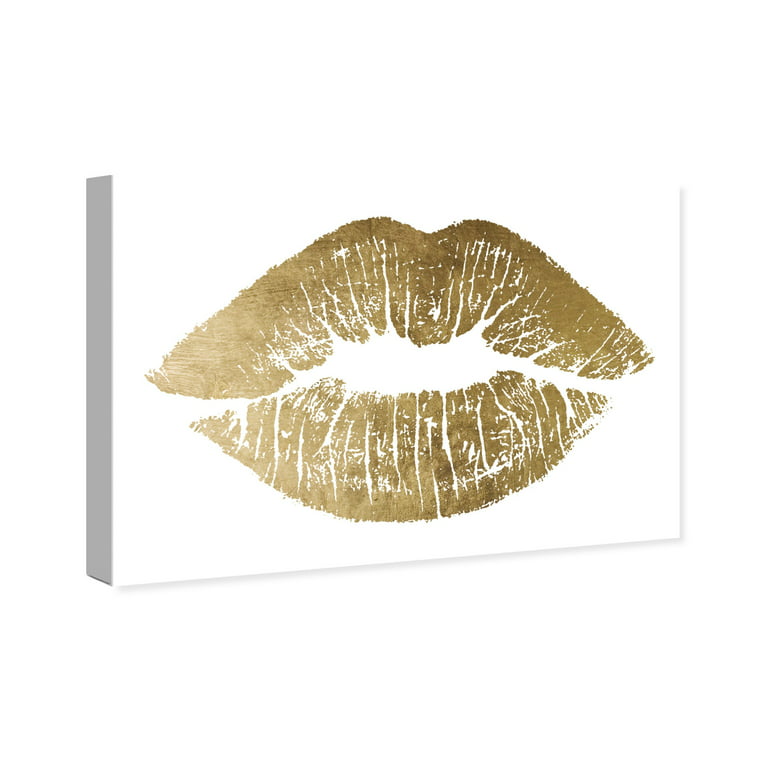 Oliver Gal 'Solid Kiss Blush and Gold' Fashion and Glam Wall Art Canvas Print - Gold, Pink - 15 x 10