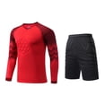 thumbnail image 2 of Kids Goalkeeper Uniform, Multicolor Long Sleeve Football Training Set, Soccer Goalie Jersey & Pants For Boys & Girls Red 11-12 Years, 2 of 6
