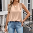 thumbnail image 5 of Inglocry Women's Silk Satin Camisole Tank Tops V Neck Pleated Dressy Casual Sleeveless Blouses Summer Business Work Shirts 2026 Beige XL, 5 of 5