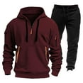 thumbnail image 2 of HKYNLAG Mens Sweatsuits Sets Half Zip Tactical Hoodies Jogger Sweatpants Athletic Sets Men 2 Piece Running Outfits 2026 Wine 3XL, 2 of 4