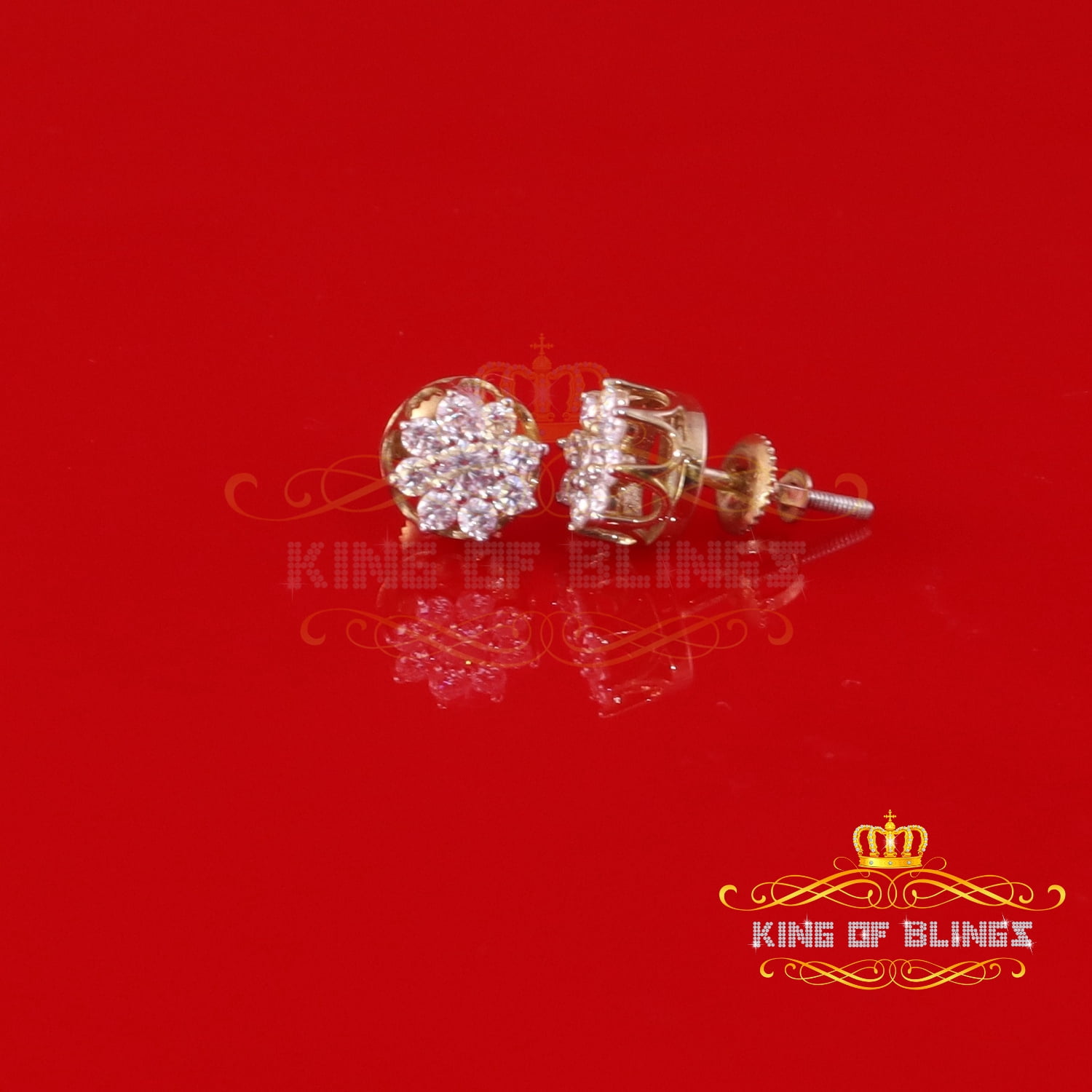 King of Bling's Men's/Womens 925 Silver Yellow 0.50ct VVS 'D' Moissanite Round Stud Earrings