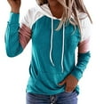 thumbnail image 1 of Pompotops Femmes Patchwork Hoodies T-Shirt Manches Longues Sweat-Shirt Top Chemisier, 1 of 4