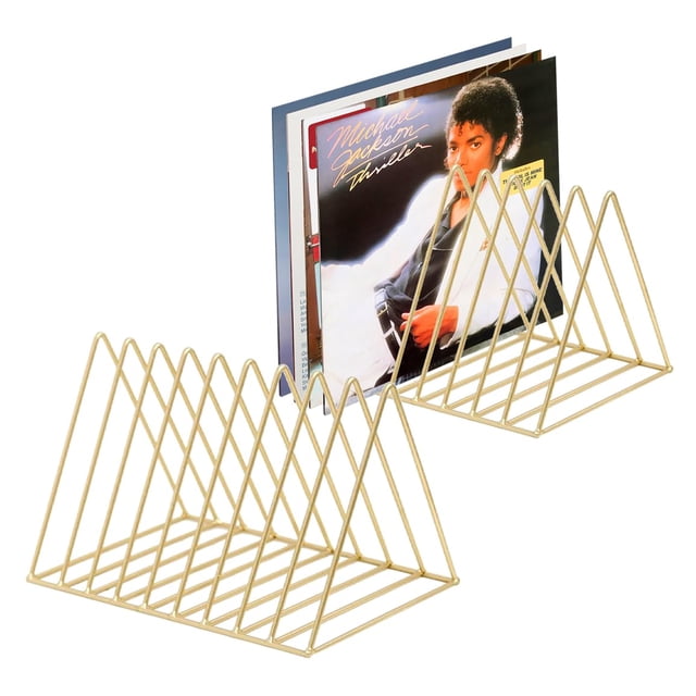 Organizador de Discos de Vinilo Skywin Paquete de 2 Capacidad para 60 Álbumes Dorado