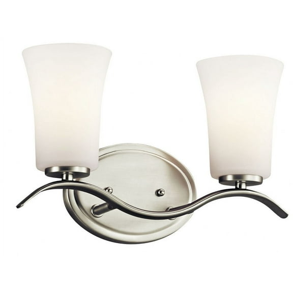 2 Light Bath Vanity Approved For Damp Locations With Transitional Inspirations 14 Inches Wide-Brushed Nickel Finish-Incandescent Lamping Type Kichler