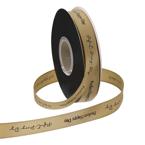 Uxcell Personalized Grosgrain Ribbon 0.6" x 40 Yards Polyester Ribbon Khaki
