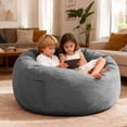thumbnail image 2 of SUNBURY Giant Bean Bag Chair Bed for Adults, Full Size Convertible Bean Bag Chair Folds from Lazy Chair to Floor Bed, Love Sack Bean Bag, Big Sofa Bed, High-Density, Foam Filling, Grey, 2 of 8