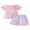 Pink, variant on Kids Girls Birthday Outfit, Short Sleeve Crew Neck Embroidery Cupcake T-shirt with Striped Shorts Summer Outfit