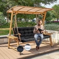 thumbnail image 3 of 55in Outdoor Swing Cushions, 3 Seat Porch Swing Cushion Replacement with Backrest, Swing Cushions for Outdoor Furniture 40*55IN  - Black, 3 of 5