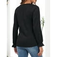 thumbnail image 4 of Women's Long Sleeve Fall T-Shirts Slim Fit Crewneck Textured Casual Knit Work Tops, 4 of 5
