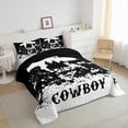 thumbnail image 3 of jejeloiu Southwestern Cowboys Bedding Comforter Set,Vintage Splashing Ink Artwork Twin Comforter Sets,White Black Bedding Set For Boys Teens,Ultra Soft Home Decor Reversible,2pcs, 3 of 8