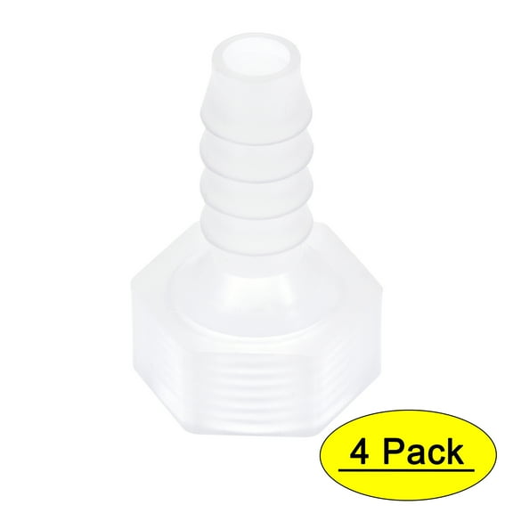 PP Hose Barb Fitting Coupler, 8mm Barb x G3/8 Female Thread Pipe Adapter, Translucent 4Pcs