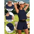 thumbnail image 4 of NELEUS Womens Plus Size Workout Athletic Tank Tops Loose Fit Crop Tops Mesh Breathable Sleeveless Yoga Shirts,Navy Blue,US Size 2XL, 4 of 11