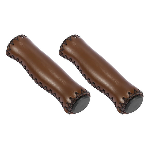 Pair Universal Faux Leather Retro Handlebar Grips Cover Protector for Mountain Bike Road Bicycle Brown