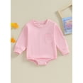 thumbnail image 2 of Cenuakty Baby Romper, Long Sleeve Crew Neck Solid Fall Bodysuit Clothes with Pocket for Girls Boys, 2 of 8